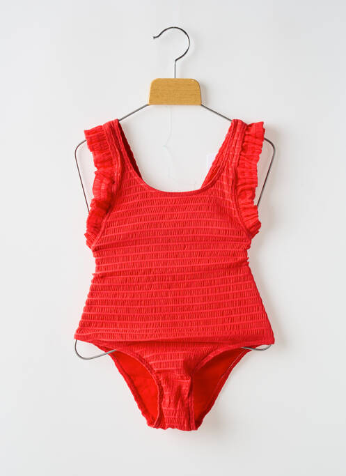 Maillot de bain 1 pièce effet matière satinée rouge BANANA MOON fille