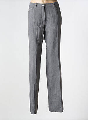 Pantalon droit fermeture zippée sous rabat boutonné taille normale gris DIANA GALLESI femme