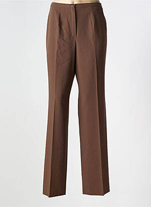 Pantalon droit fermeture zippée sous rabat boutonné taille normale marron ATIAN femme