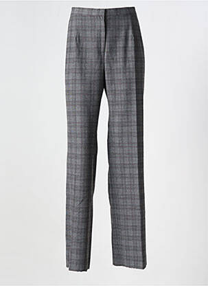 Pantalon droit fermeture zippée sous rabat avec crochet taille normale gris ELENA MIRO femme