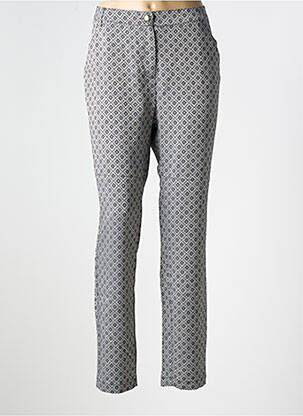 Pantalon droit fermeture zippée sous rabat boutonné taille normale gris 3322 femme