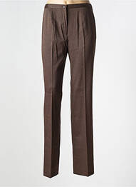 Pantalon droit fermeture zippée sous rabat boutonné taille normale marron ATIAN femme