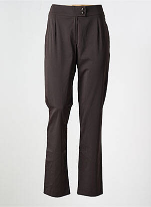 Pantalon chino fermeture zippée sous rabat boutonné taille normale marron ATIAN femme