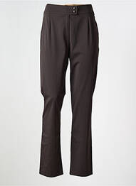 Pantalon chino fermeture zippée sous rabat boutonné taille normale marron ATIAN femme