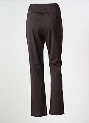 Pantalon chino fermeture zippée sous rabat boutonné taille normale marron ATIAN femme