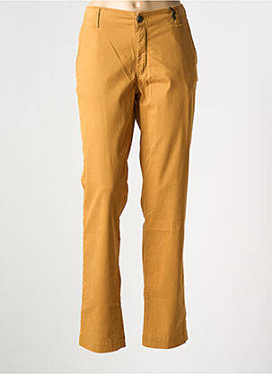 Pantalon chino fermeture zippée sous rabat boutonné taille normale jaune LE PETIT BAIGNEUR femme
