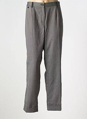 Pantalon droit fermeture zippée sous rabat boutonné gris ELENA MIRO femme