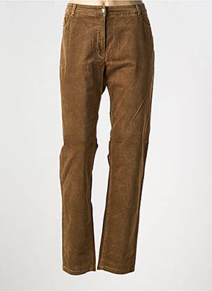 Pantalon droit stretch taille normale marron FLEUR DE SEL femme