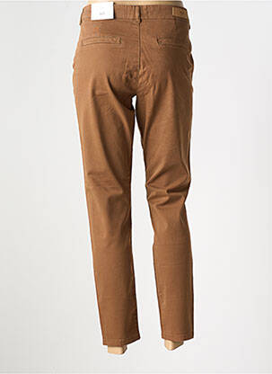 Pantalon chino tissage popeline taille normale marron ICHI femme