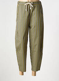 Pantalon large tissage popeline taille normale vert ELEONORA AMADEI femme