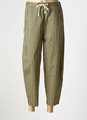 Pantalon large tissage popeline taille normale vert ELEONORA AMADEI femme