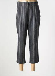 Pantalon 7/8 fermeture zippée sous rabat boutonné taille normale gris INDIES femme