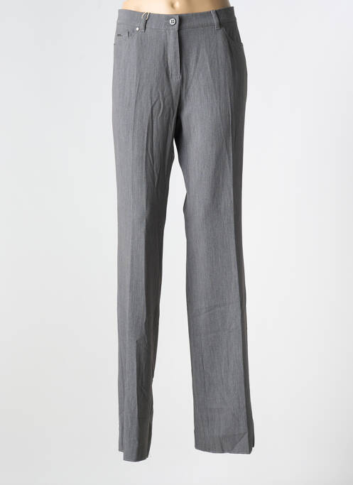 Pantalon droit fermeture zippée sous rabat boutonné taille normale gris DIANA GALLESI femme