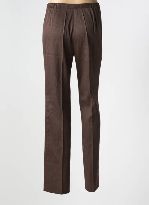 Pantalon droit fermeture zippée sous rabat boutonné taille normale marron ATIAN femme