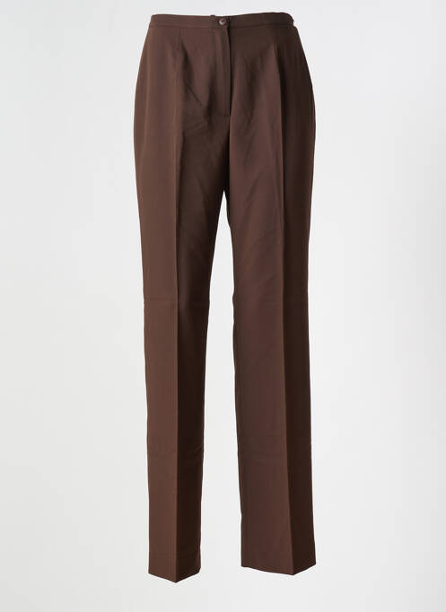 Pantalon droit tissage popeline taille normale marron ATIAN femme