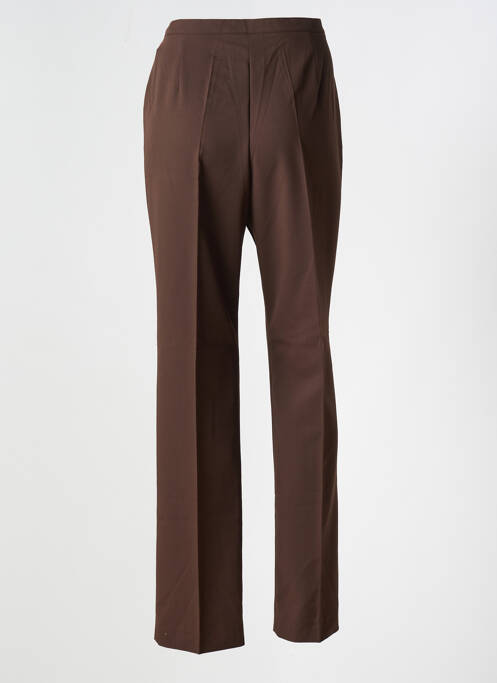 Pantalon droit tissage popeline taille normale marron ATIAN femme