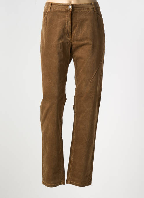 Pantalon droit marron FLEUR DE SEL pour femme