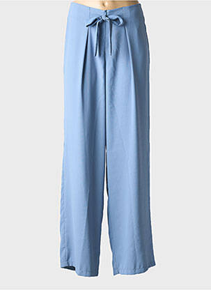 Pantalon large tissage popeline taille normale bleu VAN-DOS femme