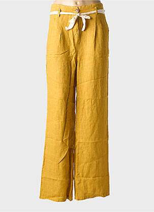 Pantalon large fermeture zippée sous rabat boutonné taille normale jaune LA FEE MARABOUTEE femme
