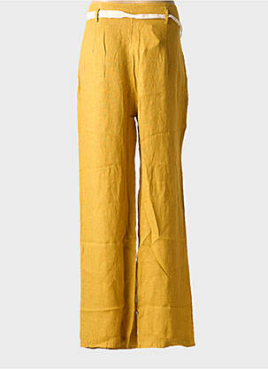 Pantalon large fermeture zippée sous rabat boutonné taille normale jaune LA FEE MARABOUTEE femme