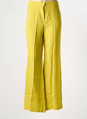 Pantalon large fermeture zippée sous rabat boutonné taille normale vert ELEONORA AMADEI femme