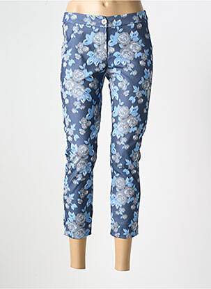 Pantacourt stretch taille normale bleu ELEONORA AMADEI femme