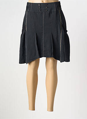 Jupe mi-longue fermeture zip latéral noir E-BRYDE femme