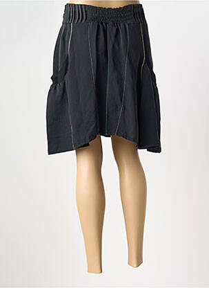 Jupe mi-longue fermeture zip latéral noir E-BRYDE femme