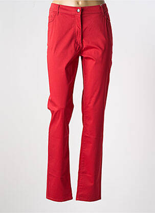 Pantalon slim tissage popeline taille normale rouge FLEUR DE SEL femme