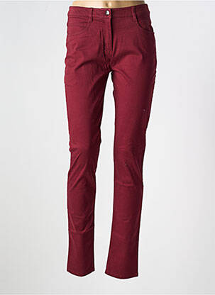 Pantalon slim tissage popeline taille normale rouge FLEUR DE SEL femme