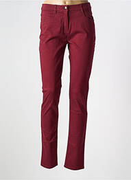 Pantalon slim tissage popeline taille normale rouge FLEUR DE SEL femme