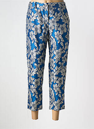 Pantalon 7/8 taille à pinces taille basse bleu ELEONORA AMADEI femme