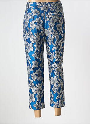 Pantalon 7/8 taille à pinces taille basse bleu ELEONORA AMADEI femme