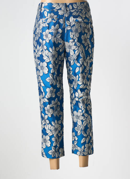 Pantalon 7/8 taille à pinces taille basse bleu ELEONORA AMADEI femme