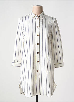 Robe courte manches 3/4 manches 3/4 blanc JUST WHITE femme