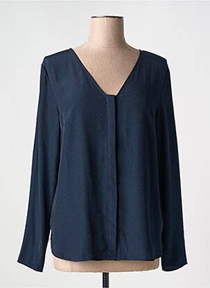 Chemisier coupe fluide manches longues bleu ICHI femme