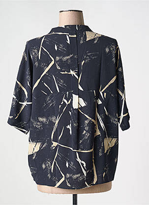 Chemisier imprimé fantaisie manches 3/4 bleu ICHI femme