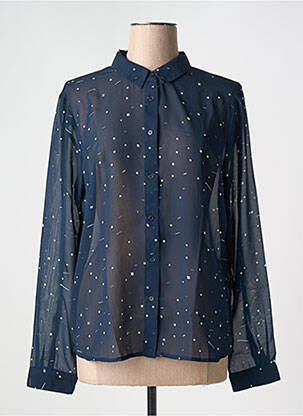 Chemisier coupe fluide manches longues bleu ICHI femme