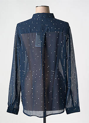 Chemisier coupe fluide manches longues bleu ICHI femme