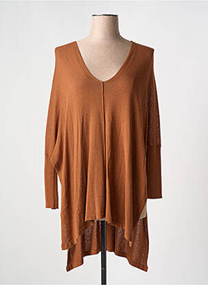 Pull col v manches longues marron LA FEE MARABOUTEE femme