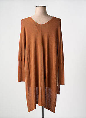 Pull col v manches longues marron LA FEE MARABOUTEE femme
