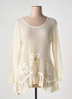 Top coupe cintrée manches longues beige MARILU femme