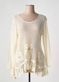 Top coupe cintrée manches longues beige MARILU femme