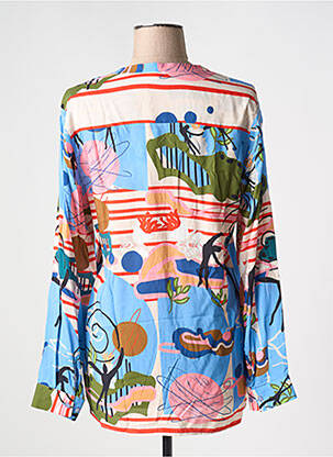 Chemisier imprimé fantaisie manches longues bleu MILANO femme
