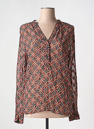 Chemisier imprimé fantaisie manches longues marron MKT STUDIO femme