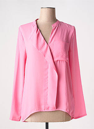 Chemisier coupe fluide manches longues rose ICHI femme