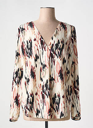 Blouse imprimé fantaisie manches longues beige ICHI femme