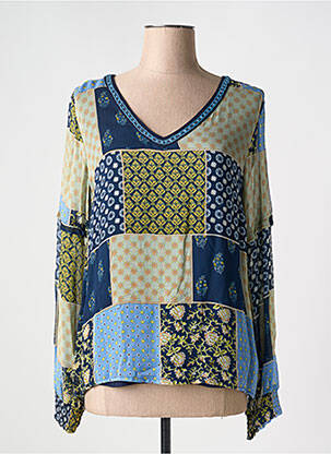 Blouse légère et transparente manches longues bleu CREAM femme