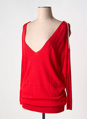 Pull resserrée sur le bas manches longues rouge MORGAN femme