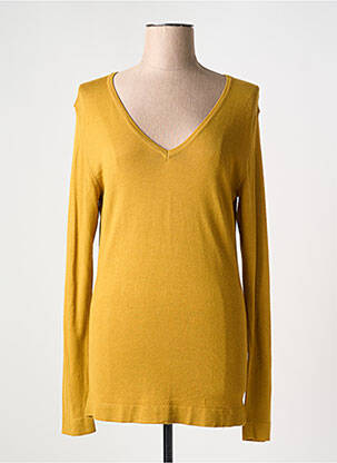 Pull coupe cintrée manches longues jaune ICHI femme
